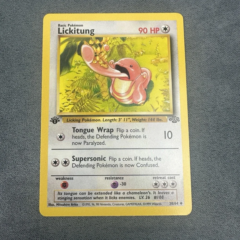 Pokemon Lickitung Jungle 1st Edition 38/64 Uncommon LP WOTC Card